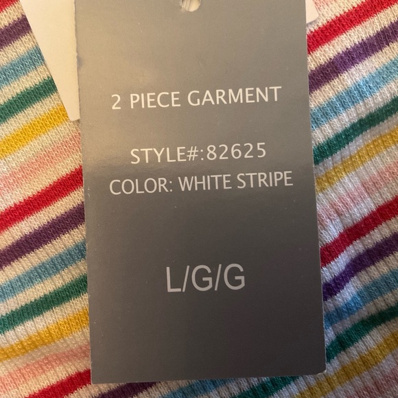 PJ Couture Women’s Rainbow Striped Sleepwear Set Size Large New With Tags - Picture 13 of 16